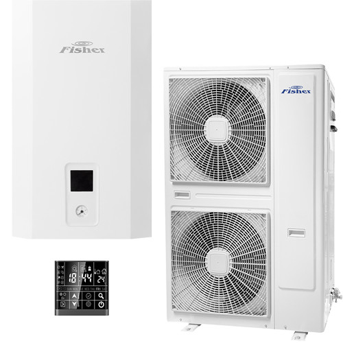 16kW FISHER FHF-WHS-161CE3-3F Levegő-víz hőszivattyú (hidraulikus egység+kültéri egység) , R32, 400V, WIFI